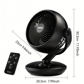 Desk Fan for Bedroom with Remote, 25dB Ultra Quiet Table Fan, High Velocity Cooling for Office.3 Modes, 8 Speeds, 9H Timer, Automatic Oscillation Fan
