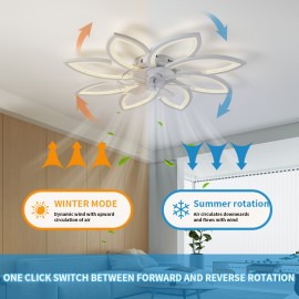 1pc Modern LED Semi-Recessed Ceiling Fan Light - Adjustable Brightness, 3 Color Options, 6 Speeds, Silent Motor, Remote Control, Decorative Lighting for Hotel, Living Room and Bedroom