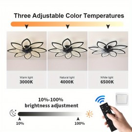 1pc Modern LED Semi-Recessed Ceiling Fan Light - Adjustable Brightness, 3 Color Options, 6 Speeds, Silent Motor, Remote Control, Decorative Lighting for Hotel, Living Room and Bedroom