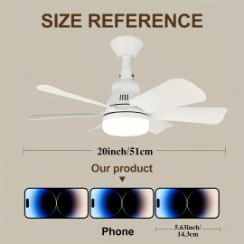 1 Set 20-Inch Modern White Ceiling Fan Light with Remote Control, 3-Speed Wind and Dimmable LED, Switchable Color Temperature, Energy-Efficient Design