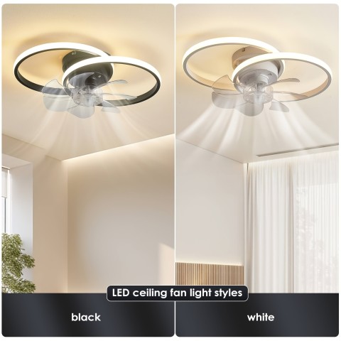[Modern Ceiling Fan with Light] Modern Low Profile Ceiling Fan with Light | Remote Control, Dimmable LED, Wireless Induction Charging - Energy-Efficient Cooling Fan for Bedroom, Kitchen, Home Decor - Sleek White Design, Contemporary Lighting, Sturdy Construction