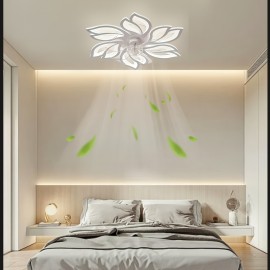 [Modern Ceiling Fan] Modern 1pc Recessed Ceiling Fan with LED Lights | 3-Color Lighting, Minimalist Design, Perfect for Living Room, Bedroom, Kitchen, Office Buildings, Cafe, Restaurants, Hotels - Hardwired, Includes Installation Hardware