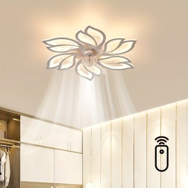 [Modern Ceiling Fan] Modern 1pc Recessed Ceiling Fan with LED Lights | 3-Color Lighting, Minimalist Design, Perfect for Living Room, Bedroom, Kitchen, Office Buildings, Cafe, Restaurants, Hotels - Hardwired, Includes Installation Hardware