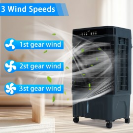 Evaporative Air Cooler with Remote Control, 3-Speed Fan, 12H Timer, Oscillation & Natural Wind Mode, Ice Making - Energy-Efficient Cooling System, Quiet Operation, for Home, Office, Bedroom, Living Room - Compatible with, Ideal for Rooms up to 300 Sq.Ft, Home Comfort, Contemporary Fan, Reliable Construction, Adjustable Speeds, Home Users