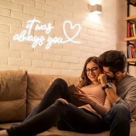 Customized Personalized LED Neon Light - Adjustable Brightness, 18-20 Inches Double Row, Special Love Design, USB-Powered Wall-Mounted Plastic Light for Anniversary, Wedding, Birthday, Valentine'S Day & Easter Decor, Neon Signs for Wall Decor