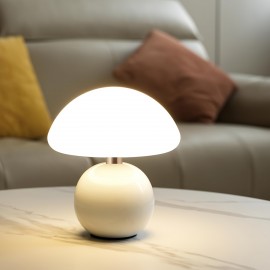 1pc Modern Elegant Touch-Control Metal Round Mushroom Table Lamp - Adjustable Color, Dimmable, USB Charging | Rechargeable Lithium Battery, Durable Plastic for Living Room, Bedroom, Study, Dining & Bar, Living Room Lamp, Sleek Metallic Finish