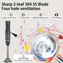 110V 400w Multifunctional Electric 2-Speed HandHeld Food Stick Blender with SUS304 2-leaf Blades, Immersion Hand Blender for Kitchen, Electric Hand Mixer for Soup Smoothie Sauces Food Milkshake Puree, Compact Kitchen Appliance, Versatile Kitchen Tool