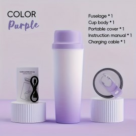 Portable Gradient Color 304 Stainless Steel Juicer Cup, Long-Lasting Temperature Lock for Hot & Cold, Powerful Ice Crushing, Wireless Portable 21.98oz, Large Capacity for Smooth Drinking, 20 Blades, USB Charging, for Snow Slush, Milkshakes & Iced