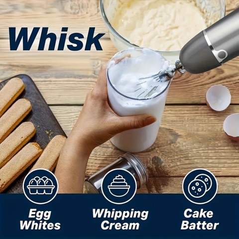 5-in-1 Handheld Blender, Hand Blender with Copper Motor and Stainless Steel Blades, Mixing Cup, Food Processor, Multifunctional Blender, Milk Frother, US Plug, Perfect for Smoothies, Purees, and More, Kitchen Blender, Puree Blender, Smoothie Maker