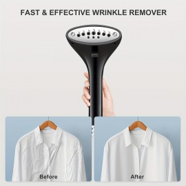 2-in-1 Standing Garment Steamer with Built-in Hanger | 30s Fast Heat-Up | 90min Continuous Steaming | Large Detachable Water Tank, Fabric Brush & Easy Mobility, by Yabano