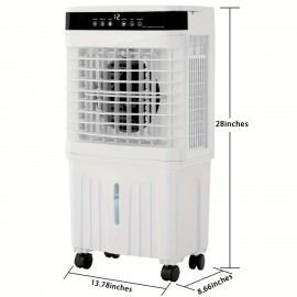 Evaporative Air Cooler with Remote Control, 3-Speed Fan, 12H Timer, Oscillation & Natural Wind Mode, Ice Making - Energy-Efficient Cooling System, Quiet Operation, for Home, Office, Bedroom, Living Room - Compatible with, Ideal for Rooms up to 300 Sq.Ft, Home Comfort, Contemporary Fan, Reliable Construction, Adjustable Speeds, Home Users