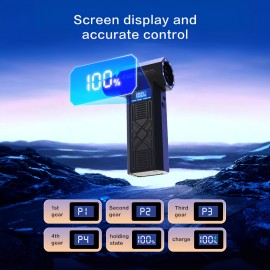 Multifunctional Portable Cooling Fan, High-Speed Turbojet Fan - 4-Speed Adjustable, Includes multiple accessories, digital battery indicator, USB-C Rechargeable - Suitable for Personal Cooling, Car Snow Removal, Dust Blowing, and Vehicle Cleaning., Fan with Cooling Effect, Rechargeable Handheld Fan, Waist Cooling Fan, Compact Design, Efficient Airflow, Durable Construction, Outdoor Enthusiasts, Office Workers