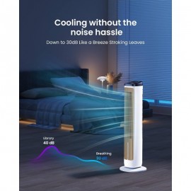 Portable Evaporative Tower Fan Cooler with Cooling Packs - 80° Oscillation, 3 Speeds/4 Modes, 12H Timer & 20ft Remote Control, for /Office Air Cooler, No Required (Compatible with Cooling Packs)