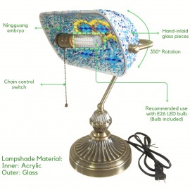 Retro Turkish Style Table Lamp - Handcrafted Colorful Mosaic Glass Lamp For Bedroom, Living Room, Office Desk Decor