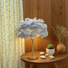 Gray Feather Artificial Table Lamp, Premium Gray Minimalist Warm Light Japanese Desk Lamp with Adjustable Brightness and Color Temperature for Multiple Scenes - USB Powered Bedside Romantic Home Ambiance Decor, Bedside Lamp, Lamps For Living Room, Table Lamps For Living Room, Lamps For Bedroom, Bedside Lamps, Bedside Lamps For Bedroom, Lamps For Living Room Table, Bedside Lamp For Bedroom, Table Lamps For Bedroom, Nightstand Lamps, Modern Lighting, Durable Construction,
