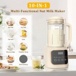 54oz 8-in-1 Automatic Nut Milk Maker Machine with 20-Blade System, Delay Start, Keep Warm & Auto Clean - Heavy-Duty for making Homemade Plant-Based Milk, Yogurt, Oat/So Coconut Chowder, Almond/Soymilk - All-in-One Blender for Healthy Drinks &