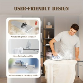 Modern Foldable Wall-Mounted Rotating Ironing Board with 160° Swivel & Adjustable Height - Space-Saving Design, Heavy-Duty High-Temperature Resistant Surface, Internal Lever Stability & Wire Holder - Ideal for Home, Laundry Room, Dorm - Easy Installation, Compact Ironing Board for Small Spaces (Gray) - Ideal for Right/Left-Handed Use, Durable Foam/Felt/Fabric Construction